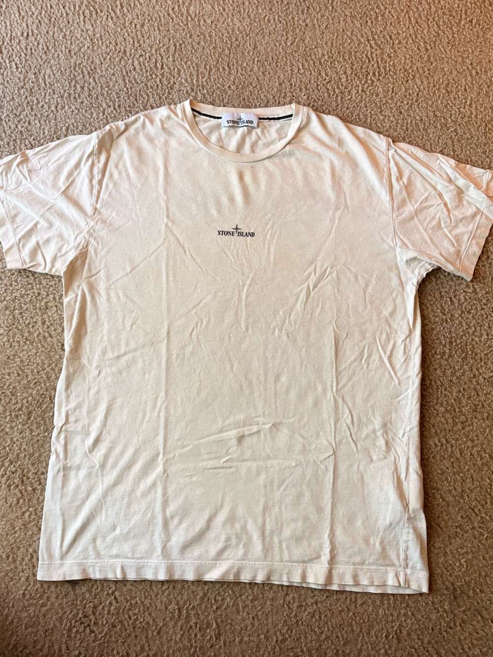 Stone Island Cream Minimal Logo Short-Sleeve Tee